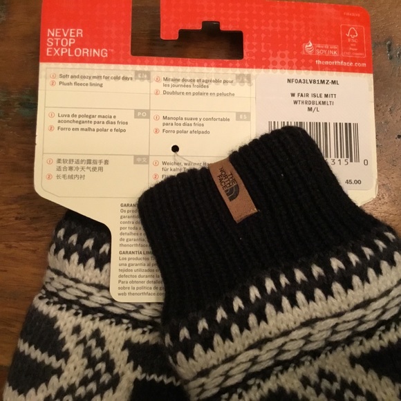 The North Face Fair Isle Fleece Lined Knit Mittens - Picture 4 of 5